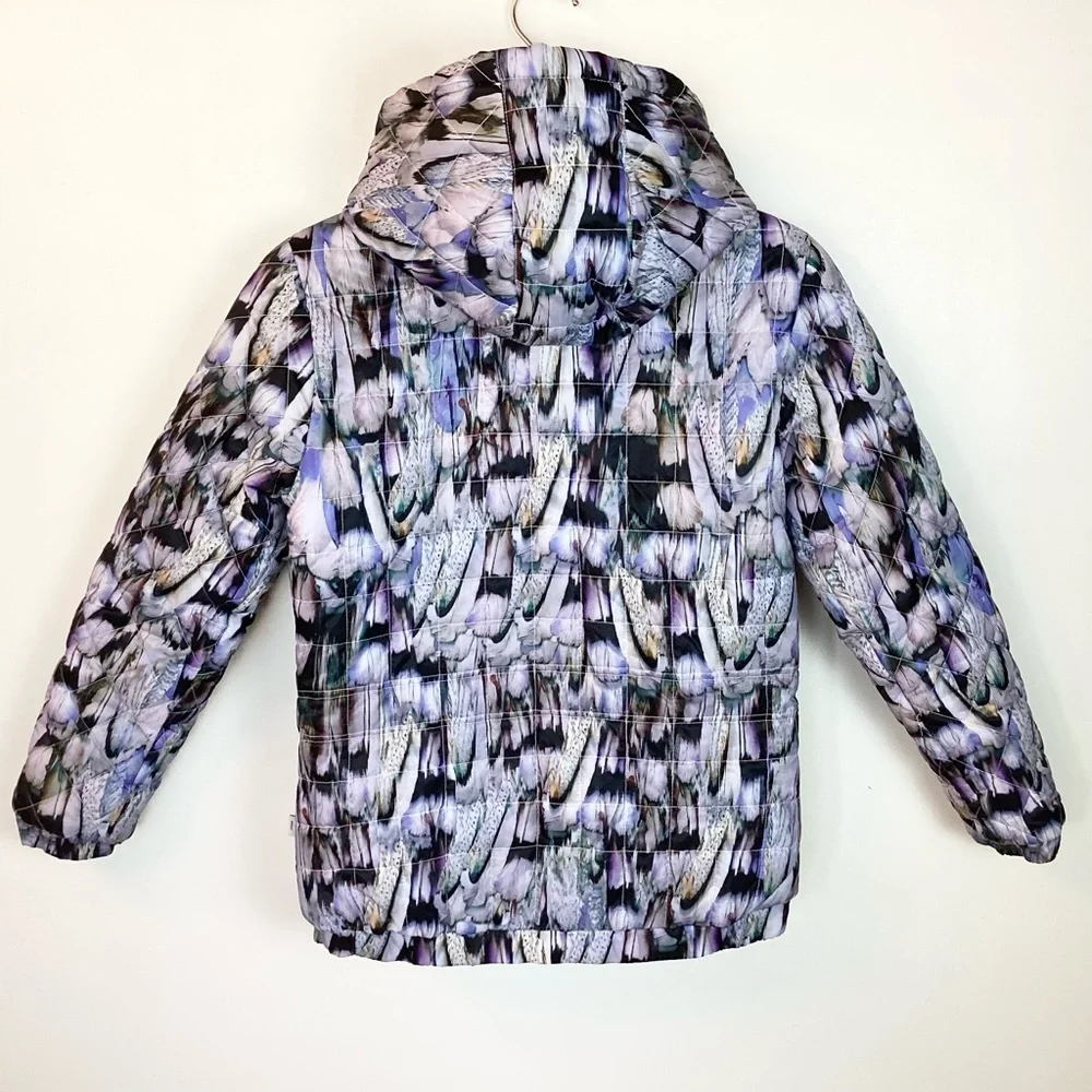 Paul Smith Jr. Hooded Feather Print Puffer Jacket - Purple - 12